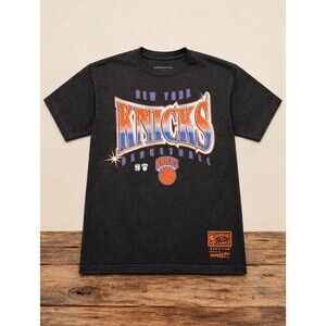 Mitchell & Ness New York Knicks Hardwood Classics Graphic Tee Mens M Washed Blac